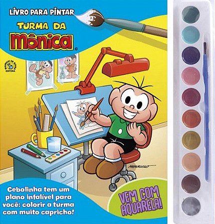 Livro Para Pintar com Aquarela - Turma da Mônica - Cebolinha
