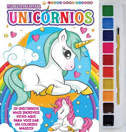 Livro p/ Pintar c/ Aquarela - Floresta Encantada - Unicórnio