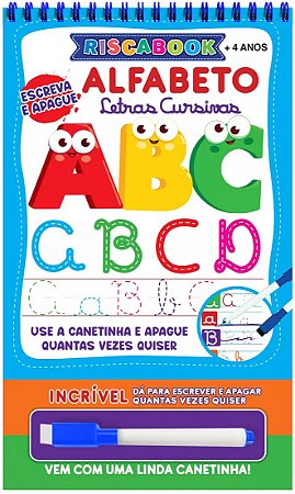 Escreva e Apague - Riscabook - Alfabeto - Letras Cursivas