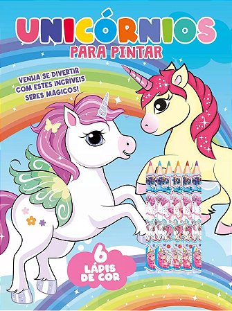 Livro com 6 Lápis de Cor - Unicórnios para Pintar