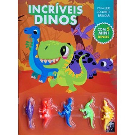 Livro Para Ler, Colorir e Brincar - Incríveis Dinos