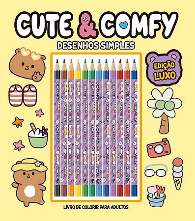Cute & Comfy - Desenhos Simples - Luxo - 12 Lápis de Cor