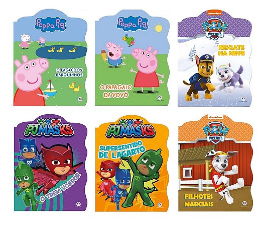 Kit com 6 Livros - Peppa Pig, Patrulha Canina e PJ Masks