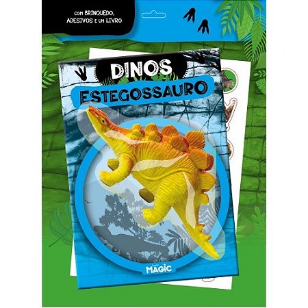 Livro Dinos Estegossauro com Brinquedo e Adesivos - Magic Kids