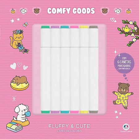 Livro de Colorir Fluffy and Cute - Com 6 Canetinhas