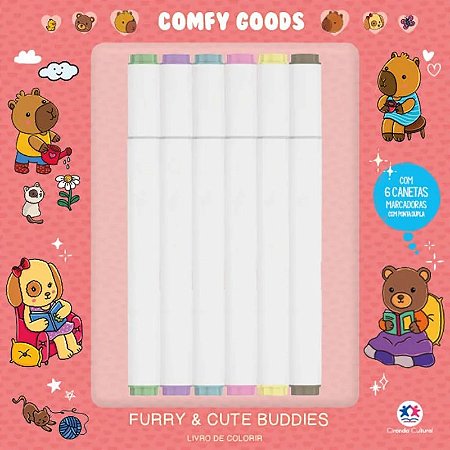 Livro de Colorir Furry and Cute Buddies - Com 6 Canetinhas