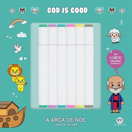 Livro de Colorir A Arca de Noé - Com 6 Canetinhas