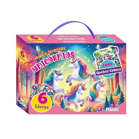Box com 6 Livros Maleta Divertida - Unicórnios - Magic Kids
