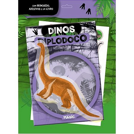 Livro com Brinquedo e Adesivos - Dinos Diplodoco - Magic Kids