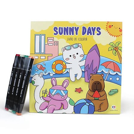 Livro de Colorir com 4 Canetinhas - Sunny Days