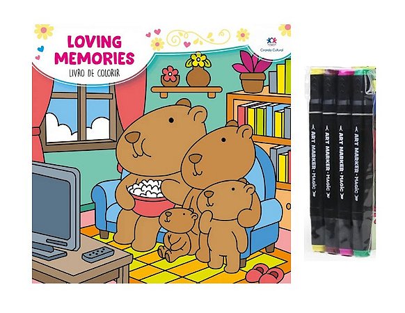 Livro de Colorir com 4 Canetinhas - Loving Memories
