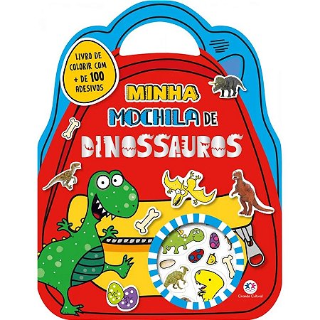 Livro de Colorir com Adesivos - Minha Mochila de Dinossauros