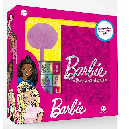 Livro Diário com Caneta Decorada + Adesivos Barbie - Meu Doce Livro Diário