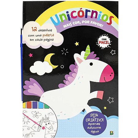 Livro Mais Cor, por favor! Unicórnios - Com Pincel - Editora Todolivro
