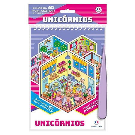Livro Cenários 3D para Montar com Adesivos - Unicórnios - Ciranda Cultural