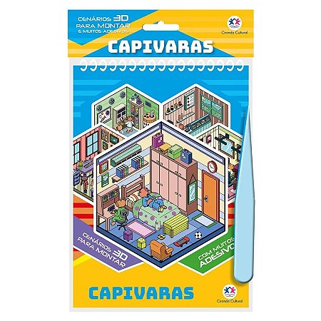 Livro Cenários 3D para Montar com Adesivos - Capivaras - Ciranda Cultural
