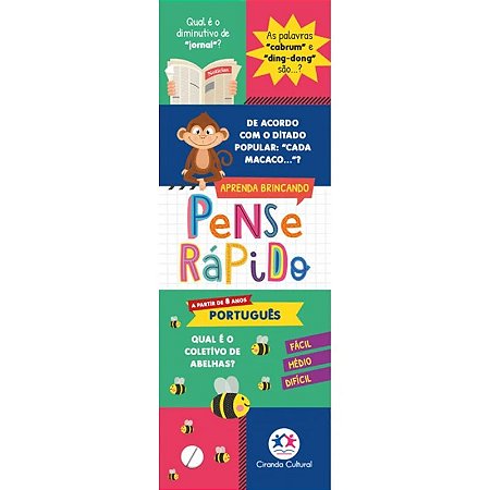 Livro Flash Cards - Pense Rápido: Português - À Partir de 8 Anos - Ciranda Cultural