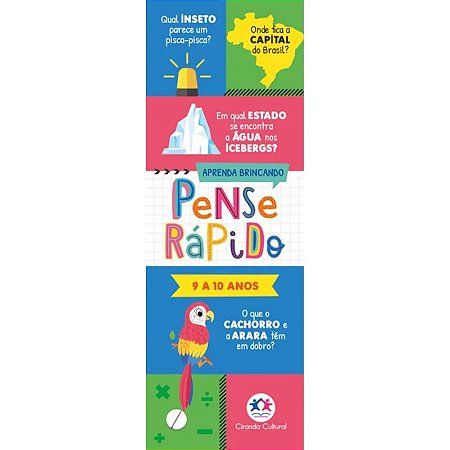 Livro Flash Cards - Pense Rápido: 9 a 10 Anos - Editora Ciranda Cultural