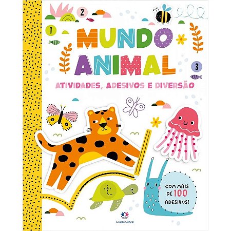 Livro Atividades, Adesivos e Diversão - Mundo Animal - Editora Ciranda Cultural