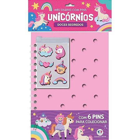 Livro Meu Diário com Pins - Unicórnios: Doces Segredos - Ciranda Cultural