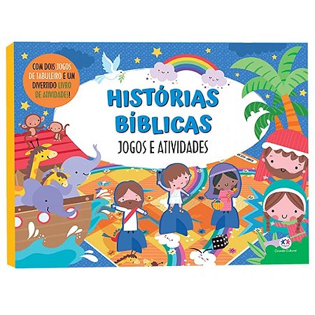 Box com Livro de Atividades e Jogos de Tabuleiro - Histórias Bíblicas - Editora Ciranda Cultural
