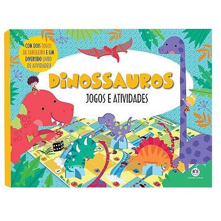 Box com Livro de Atividades e Jogos de Tabuleiro: Dinossauros - Editora Ciranda Cultural
