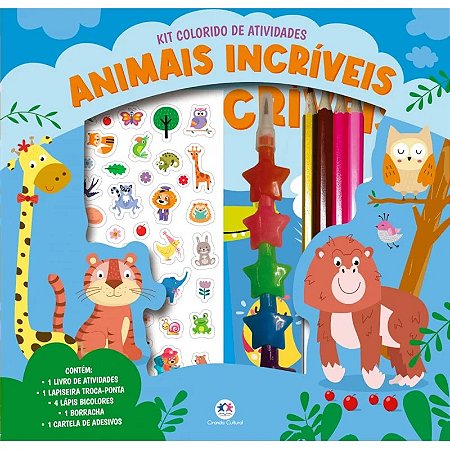 Livro Kit Colorido de Atividades: Animais Incríveis - Editora Ciranda Cultural