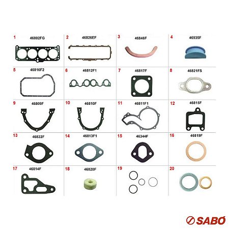 Jogo De Juntas Do Motor Completo - Sem Retentor - Sabó - 46806efg
