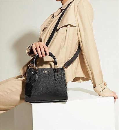 Bolsa Schutz Texturizada Preto Original - KQD2 | Etiqueta Única