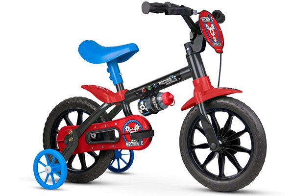 Bicicleta Infantil Nathor Aro 12 Mechanic Vermelho e Preto