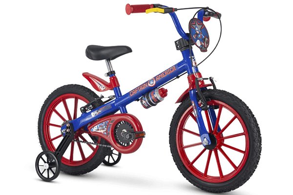Bicicleta Aro 16 Infantil Nathor Capitão América Vermelho/Azul