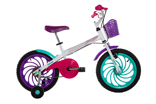 Bicicleta Caloi Aro 16 Infantil Ceci Branco e Rosa