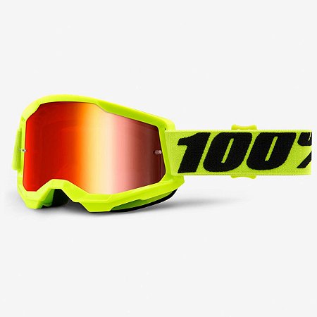 Óculos 100% Strata Goggle Bike DH Motocross Freeride Amarelo Neon