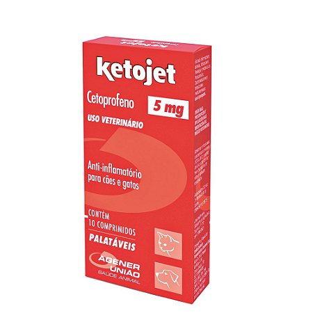 Anti-inflamatório Ketojet Cães e Gatos Agener 10 Comprimidos