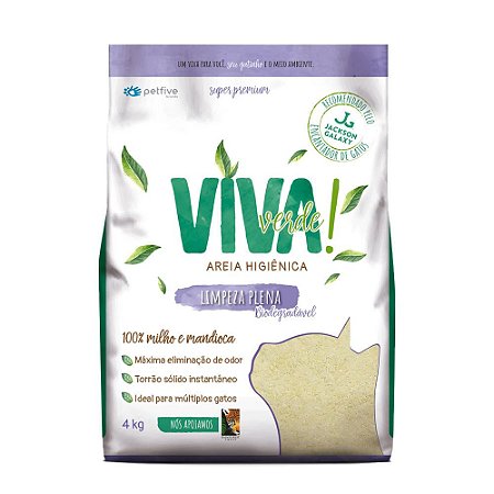 Areia Higiênica Biodegradável Limpeza Plena Viva Verde 4kg