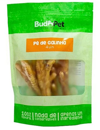 Petisco Natural Para Cães E Gatos Pé De Galinha Embalagem Com 4 Unidades Budopet 4 UNIDADES