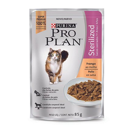 Alimento Úmido Pro Plan Gatos Sterilized Frango ao Molho 85g