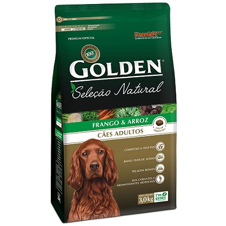 Ração Golden Seleção Natural Cães Adultos Frango e Arroz