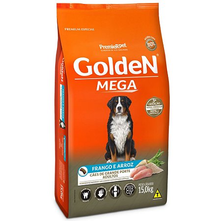 Ração Golden Mega para Cães Adultos Raças Grandes Frango e Arroz