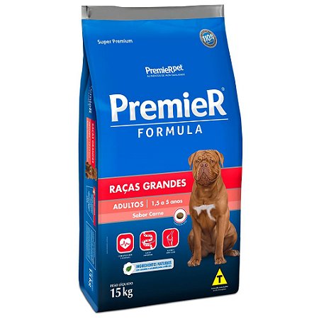 Ração Premier Formula Cães Adultos Raças Grandes Carne