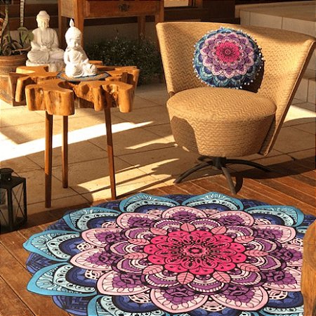 Tapete Mandala Rosa, Roxo e Azul