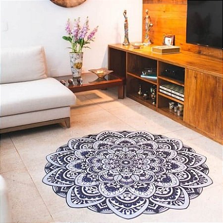 Tapete Mandala Preto, Branco & Cinza