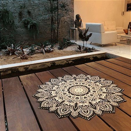 Tapete Flower Preto & Branco