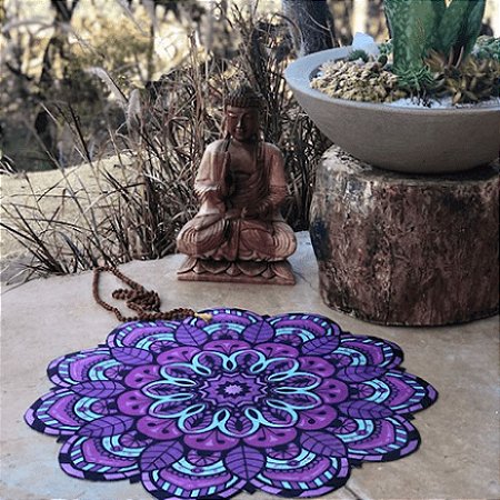 Tapete Mandalinha Roxo e Azul Turquesa