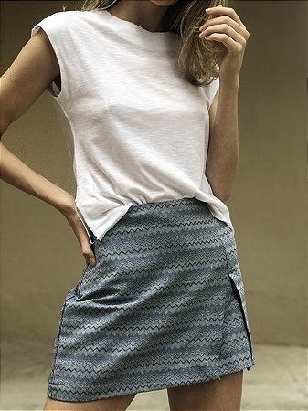 Shorts Saia Zuzu Zigue-Zague