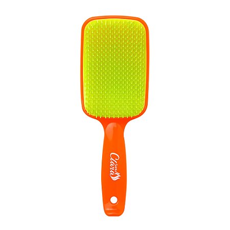 Escova de Cabelo Flex Color Cerdas Flexíveis Laranja e verde