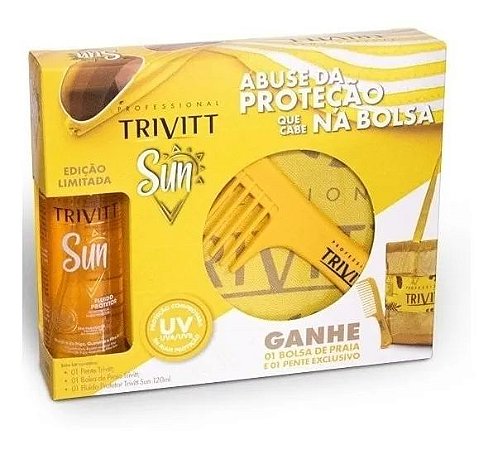 Protetor Solar Para Cabelos Trivitt Sun 120ml + Bag + Pente