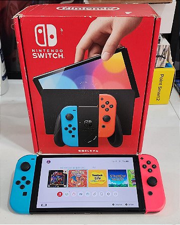 Console Nintendo Switch Oled Desbloqueado com cartão de 256gb ( USADO)