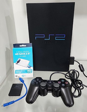 Console PS2 Fat Desbloqueado Matrix com Kit OPL com HD de 500GB com 280 Jogos ( USADO )