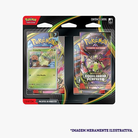 Blister Quádruplo Megaevolução 3 - Equilíbrio Perfeito - Chikorita (Pré Venda 27/03 PT-BR)
